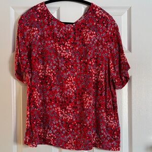 Addition Elle Red and Blue Floral Blouse